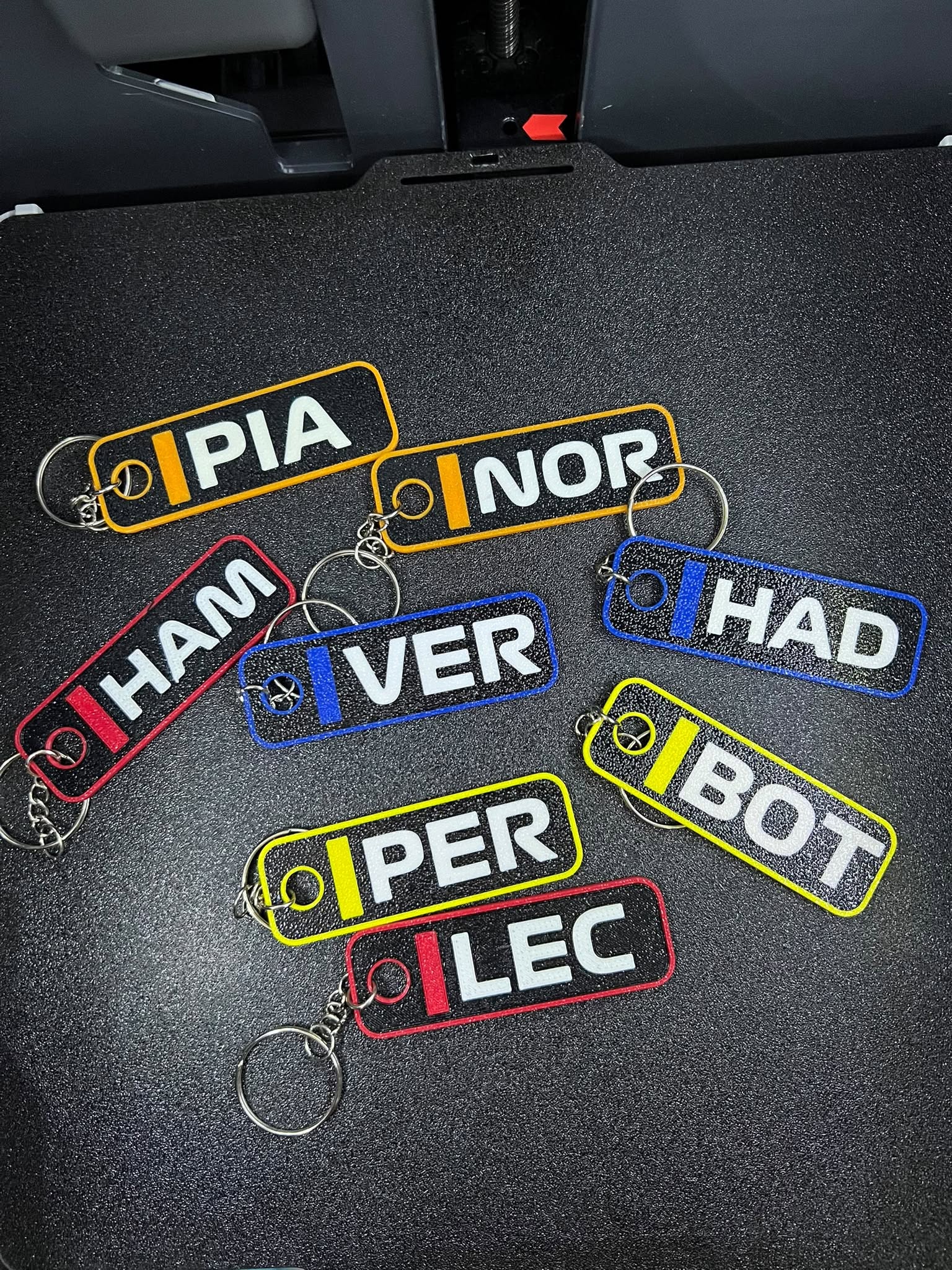 F1-inspired motorsport keychains